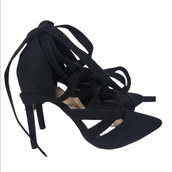 ALDO "UNELILIAN" Womans' Black Suede Stiletto Heels Lace Up Sexy Size 7.5 - Picture 4 of 7